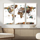 Watercolor World Map Canvas Print – Detailed Map of the