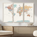 Pastel Colors World Map Wall Art Canvas Print by MyGreatCanvas | Canvas Wall Art Prints | Photo Prints & Wall Decor
