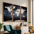 Vintage World Map Canvas Wall Art – Antique Triptych Map