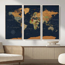 Modern World Map Canvas Print – Framed Detailed Map of the by MyGreatCanvas | Canvas Wall Art Prints | Photo Prints & Wall Decor