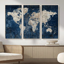 Large Blue World Map Wall Art Canvas Print for Home Office by MyGreatCanvas | Canvas Wall Art Prints | Photo Prints & Wall Decor