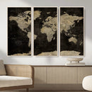 Push Pin World Map Canvas Wall Art Print, Interactive Travel