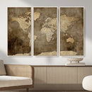 Dark Vintage World Map Canvas Wall Art Print, Antique Map