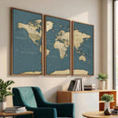 Minimal Vintage World Map Canvas Wall Art Print, Neutral