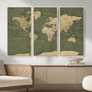 Large World Map Canvas Wall Art Print for Study Room Decor -