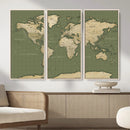 Vintage World Map Canvas Wall Art Print, Classic Global Map