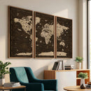 Colorful World Map Canvas Wall Art with Landmarks – Framed