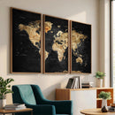 World Map Canvas Wall Art with Famous Landmarks – Framed