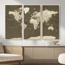 Vintage World Map Canvas Print – Framed Travel Map Wall Art