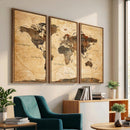 Navy Blue and Gold World Map Canvas Print – Framed Luxury