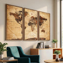 Modern Red and Gray World Map Canvas Print – Framed Wall Art