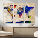 Watercolor World Map Canvas Print – Framed Wall Art for by MyGreatCanvas | Canvas Wall Art Prints | Photo Prints & Wall Decor