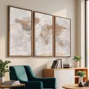 Detailed World Map Wall Art Canvas Print for Home and Office Decor