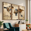 Rustic Watercolor World Map Canvas Wall Art – Framed Travel