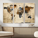 World Map Wall Art – Rustic Earth Tone Canvas Print, Antique by MyGreatCanvas | Canvas Wall Art Prints | Photo Prints & Wall Decor