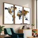 World Map Wall Art Canvas Print, Modern Decorative Framed