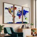 Vintage World Map Canvas Wall Art – Framed Travel Map with