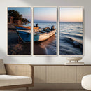 Coastal Fishing Boats Wall Art Canvas Print, Sunset Beach by MyGreatCanvas | Canvas Wall Art Prints | Photo Prints & Wall Decor