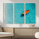 Minimalist Boat Wall Art Canvas Print, Aerial Sea Landscape by MyGreatCanvas | Canvas Wall Art Prints | Photo Prints & Wall Decor