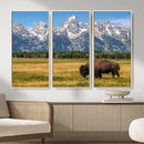 Bison in Mountain Landscape Wall Art Canvas Print – Western by MyGreatCanvas | Canvas Wall Art Prints | Photo Prints & Wall Decor