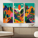 Colorful Japanese Landscape Print: Maximalist Panoramic Wall by MyGreatCanvas | Canvas Wall Art Prints | Photo Prints & Wall Decor