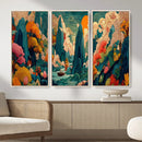 Colorful Japanese Landscape Print: Maximalist Panoramic Wall by MyGreatCanvas | Canvas Wall Art Prints | Photo Prints & Wall Decor