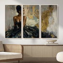 Black Woman Canvas Wall Art — Black Gold Gown Fashion Print by MyGreatCanvas | Canvas Wall Art Prints | Photo Prints & Wall Decor