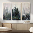 Misty Pine Forest Oil Painting Canvas — Dark Moody Teal Grey by MyGreatCanvas | Canvas Wall Art Prints | Photo Prints & Wall Decor