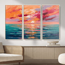 Bold Palette Knife Ocean Sunset Canvas — Orange Pink Teal by MyGreatCanvas | Canvas Wall Art Prints | Photo Prints & Wall Decor