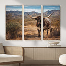 Texas Longhorn Bull Wall Art Canvas Print, Western Farmhouse
