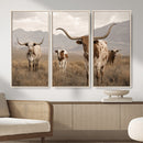 Rustic Texas Longhorn Cow Canvas Wall Art Print, Rustic Farm Animal Photography Print, Farmhouse Country Decor, Western Ranch Art