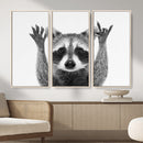 Funny Raccoon Canvas Wall Art, Black White Hands Up Animal Photo Print, Humorous Wildlife Decor, Kids Room Nursery Art, Quirky Animal Gift by MyGreatCanvas | Canvas Wall Art Prints | Photo Prints & Wall Decor