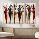 African Folk Art Canvas Wall Art, Colorful African Women Village Painting Print, Tribal Ethnic Home Decor, Vibrant African Art, Living Room