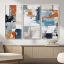 Blue Teal Abstract Canvas Wall Art, Modern Textured Painting Print, Navy Orange White Contemporary Art, Neutral Living Room Decor, Office Art by MyGreatCanvas | Canvas Wall Art Prints | Photo Prints & Wall Decor