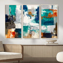 Blue Teal Abstract Canvas Wall Art, Modern Textured Painting Print, Navy Orange White Contemporary Art, Neutral Living Room Decor, Office Art by MyGreatCanvas | Canvas Wall Art Prints | Photo Prints & Wall Decor
