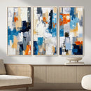 Blue Teal Abstract Canvas Wall Art, Modern Textured Painting Print, Navy Orange White Contemporary Art, Neutral Living Room Decor, Office Art by MyGreatCanvas | Canvas Wall Art Prints | Photo Prints & Wall Decor