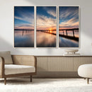 Wooden Pier on Seascape and Sunset Wall Art Canvas Print by MyGreatCanvas | Canvas Wall Art Prints | Photo Prints & Wall Decor