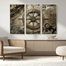 Wooden Ship Wheel Canvas Print, Multi Panel Canvas Wall Art