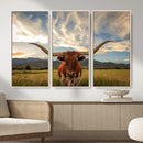 Texas Longhorn Canvas Wall Art – Majestic Triptych Animal by MyGreatCanvas | Canvas Wall Art Prints | Photo Prints & Wall Decor