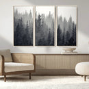 Misty Forest Canvas Wall Art – Monochrome Triptych Pine Tree by MyGreatCanvas | Canvas Wall Art Prints | Photo Prints & Wall Decor