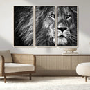 Black and White Lion Canvas Wall Art Print – Wildlife