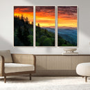 Forest Landscape Wall Art Sunset Canvas, Forest Sunset