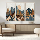 Abstract Wood Panel Effect Mountain Range Top Wall Art