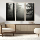 Misty Forest Wall Art Premium Canvas Print a Foggy and