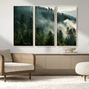 Misty Forest Wall Art Premium Canvas Print a Foggy and