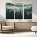 Misty Forest Wall Art Premium Canvas Print a Foggy and