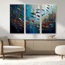 Modern Abstract Fish Shoal Wall Art Canvas Print, Colorful