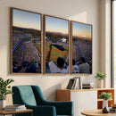Dodger Stadium Sunset Game Triple Canvas Wall Art - Los