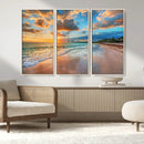 Serene Beach Sunset Wall Art | Coastal Ocean Canvas Print |