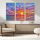 Vibrant Sunset Beach Wall Art - Ocean Sunset Canvas Print |